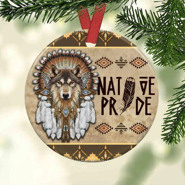 Wolf Native American native pride Ceramic Ornament
