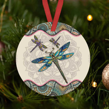 Dragonfly Mandala Ceramic Ornament