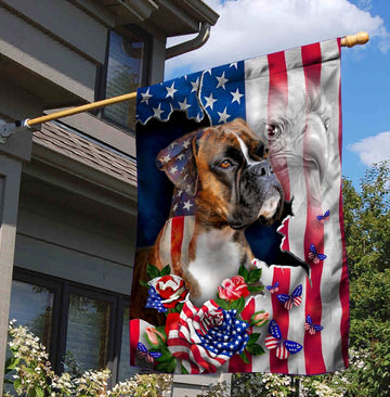Boxer Dog American Patriot Flag Independence Day - House Flag