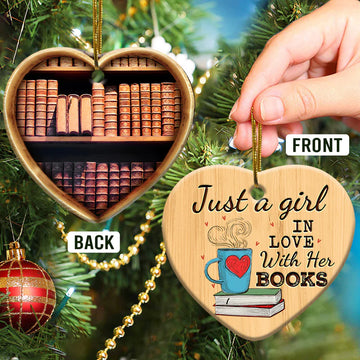 Just A Girl Who Loves Books Book Lovers Ceramic Ornament