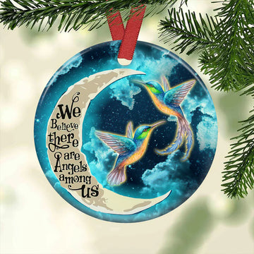 Hummingbird  We believe there are angels among us Ceramic Ornament