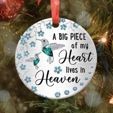 Hummingbird Memorial Jewelry Style  a big piece of my heart lives in heaven Ceramic Ornament