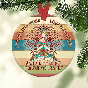 Hippie Im Mostly Peace Love And Light  Ceramic Ornament