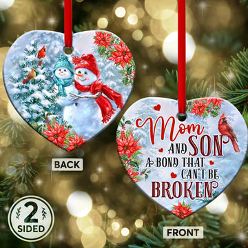 Snowman Mom And Son A Bond That Cant Be Broken Ceramic Ornament