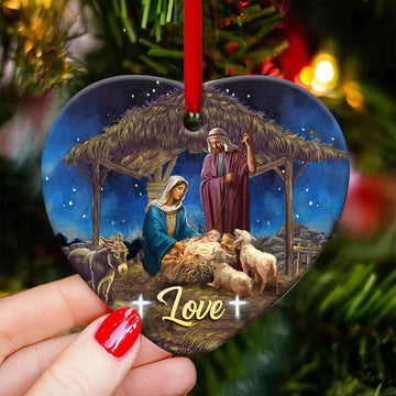 Jesus Nativity Love Ceramic Ornament