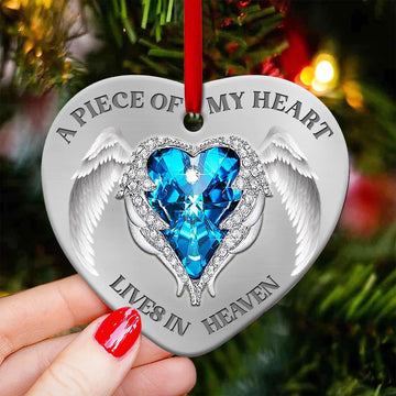 Memorial Faith A Piece Of My Heart Lives In Heaven Ceramic Ornament