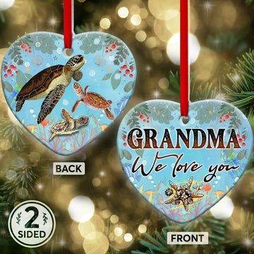 Turtle Grandma We Love You Ceramic Ornament