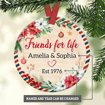 Christmas Gift Friends For Life Personalized Ceramic Ornament