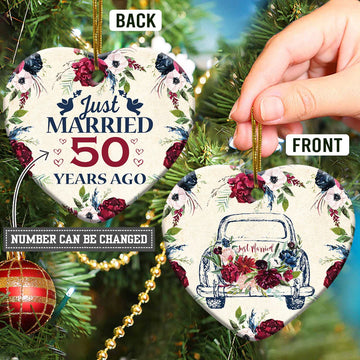 Just Married Personalized  Ceramic Ornament