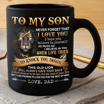 Lion to my son never forget that i love you Black Mug 11Oz 15Oz