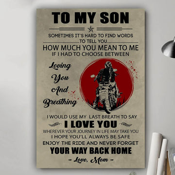 Your way back home biker poster - Gift for son from mom Gsge