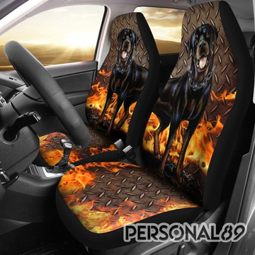 Rottweiler Fire Theme Car Seat Covers