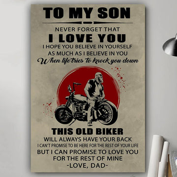 G1 To my son never forget biker poster - Gift for son from dad Gsge
