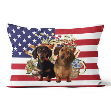 FLOWERS AND DACHSHUND GIFT FOR YOU Canvas Pillow