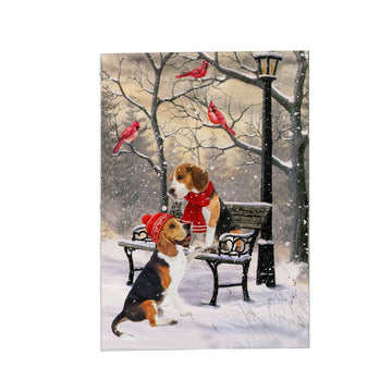 Cute Beagle Hello Winter Cardinal - Garden Flag