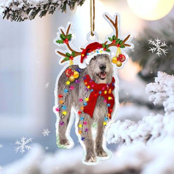 Irish Wolfhound Reindeer Shape Christmas 2 sides Ornament