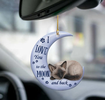 Siamese Cat I love you to the Moon and Back - 2 sides Ornament