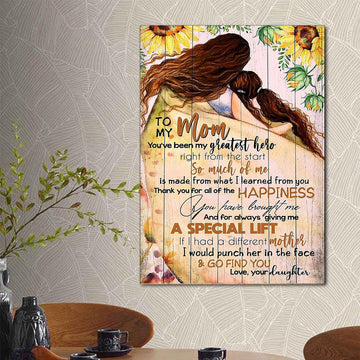 To My Mom Poster Mother s Day Gifts Mom Poster Print Gift Art Mom Gift Mother Gift From Daughter Canvas