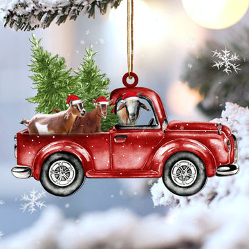Goat Red Car Christmas Ornament