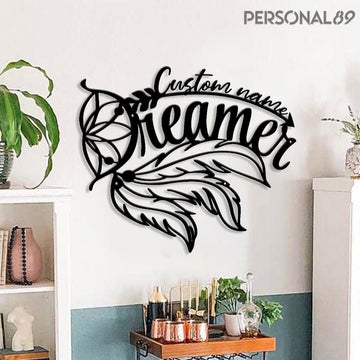 Native American Dreamer Dreamcatcher - Personalized Metal House Sign