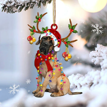 English Mastiff Reindeer Shape Christmas 2 sides Ornament