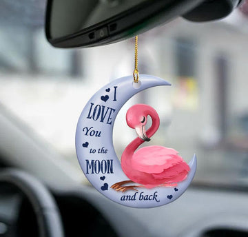 Flamingo I Love You to the Moon And Back - Two sides Ornament
