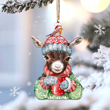 Christmas Goat sweet coffee gift for Goat lover - One Side Ornament