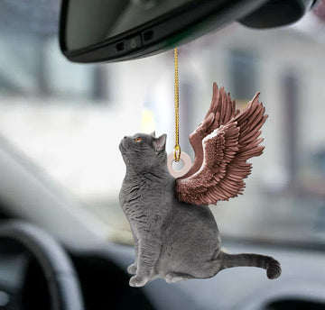 Gray Cat Angel Wings Two Sides Ornament Cus Tjl