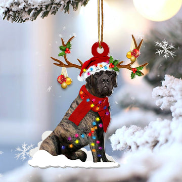 Brindle English Mastiff Reindeer Shape Christmas 2 sides Ornament Cus