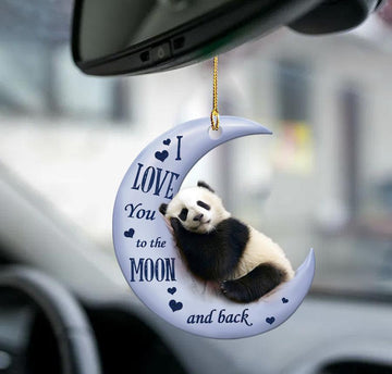Cute Panda Moon and Back -  Two Sides Ornament