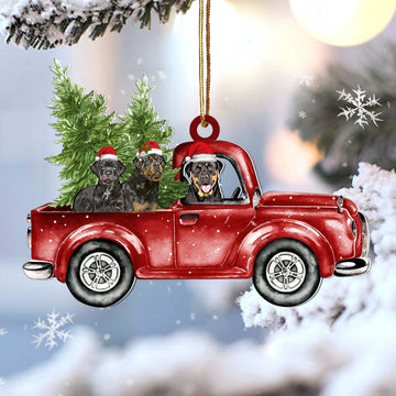Rottweiler Red Car Christmas Ornament