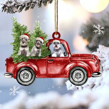 Schnauzer Red Car Christmas Ornament