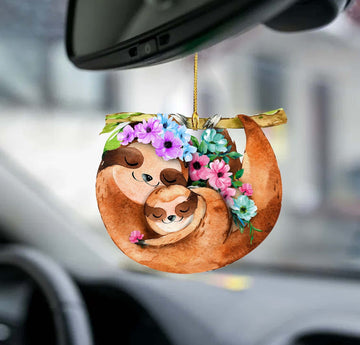 Sloth mother and flowers sloth lovers - Two Sided Ornament