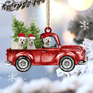 Westie Red Car Christmas Ornament