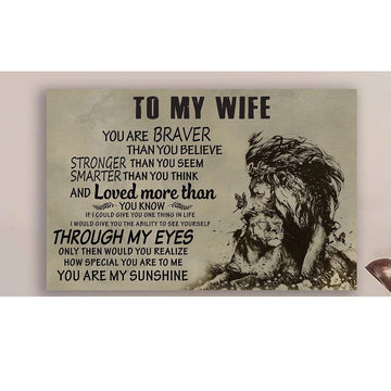 Husband to wife - You are braver lion poster - Gift for wife Gsge