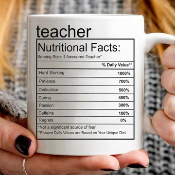 Gifts for teachers - Teacher nutrition facts funny coffee mug