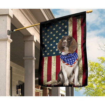 Patriotic English Springer Spaniel Happy Independence Day - House Flag