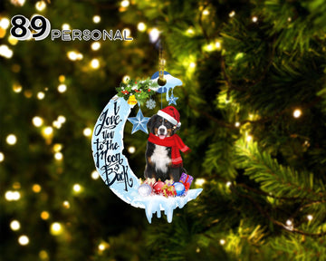 Bernese Mountain Dog Love You To The Moon & Back Christmas Holiday - Two Sided Ornament