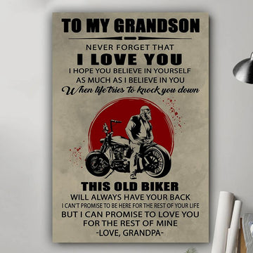 To my grandson never forget biker poster Gift for grandson from grandpa