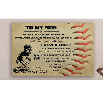 To my son never lose baseball poster - Gift for son from dad Gsge