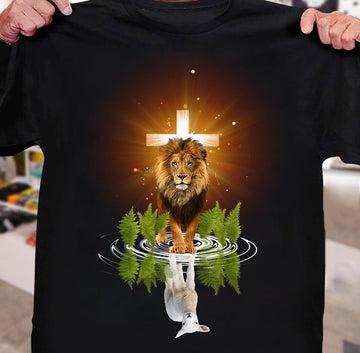 The Lion's Shadow is a Lamb Jesus cross - Standard T-shirt