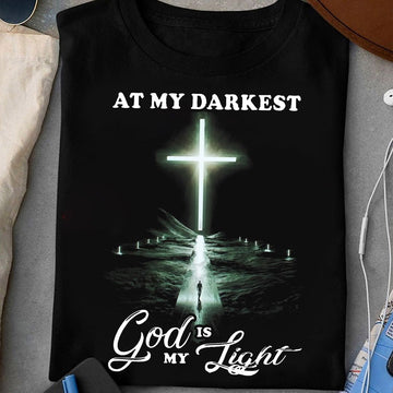 At My Darkness God Is My Light Cross - Standard T-shirt