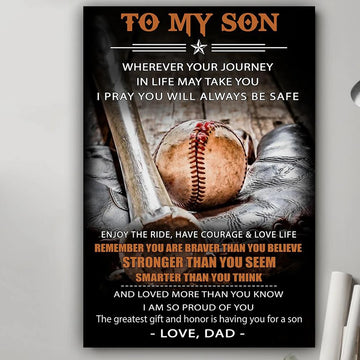 To my son you are braver baseball poster - Gift for son from dad Gsge