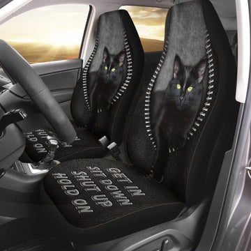 Black cat Get in sit down shut up hold on Car seat covers