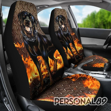 Rottweiler Fire Theme Car Seat Covers