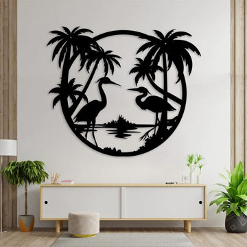 Crane palm tree- with holes - customer's request - Cut Metal Sign