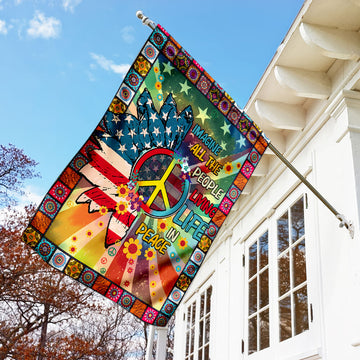 Living Life In Peace Hippie American Flag - House Flag