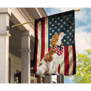 Patriotic Cavalier King Charles Spaniel Happy Independence Day - House Flag
