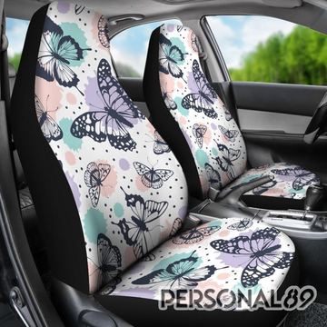 Butterfly Patterns In White Theme Car Seat Covers