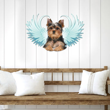 Yorkshire Terrier Angel blue wings Cut Metal Sign